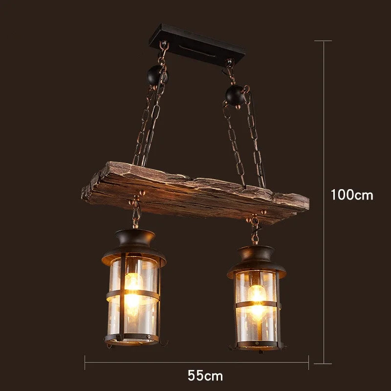 Lustre LED rétro industriel antique LOFT Bar Vintage Art bois E27