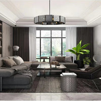 Lustre suspendu LED postmoderne en métal noir - Style industriel