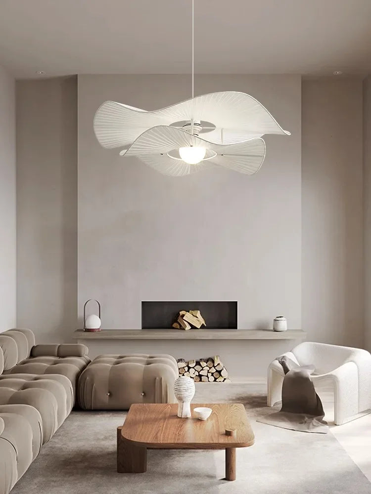 Lustre Nordique en Tissu avec LED pour Décoration Maison - Modèle Fleur
