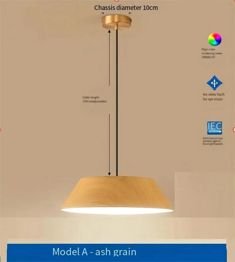 Lustre LED nordique en bois de noyer pour salle à manger et barre Wabi Sabi Art café table suspension