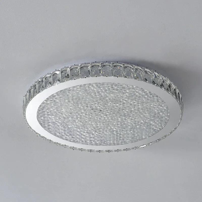 Plafonnier rond ultra-mince en cristal LED moderne - Luxe Illuminate
