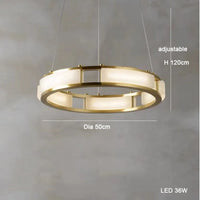 Lustre rond LED en marbre post-moderne avec intensité ajustable
