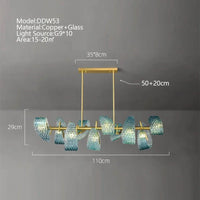 Lustre moderne en verre design "Feuille de Paon" LED suspendu