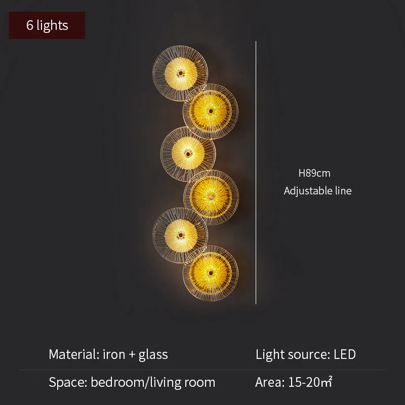 Applique murale ronde moderne en cristal avec LED intégrées