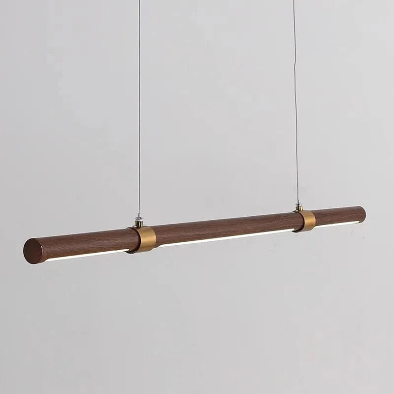 Lustre Long en Bois Élégant