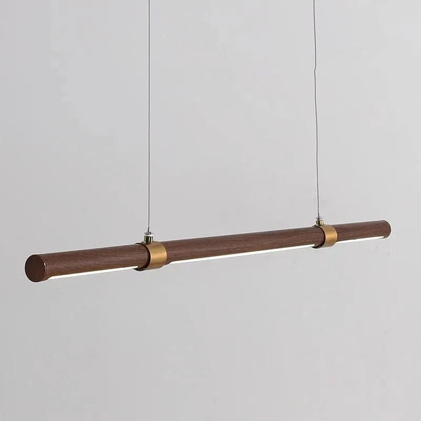 Lustre Long en Bois Élégant