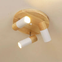 Plafonnier LED Rotatif Multi-têtes en Bois - Collection Nordique