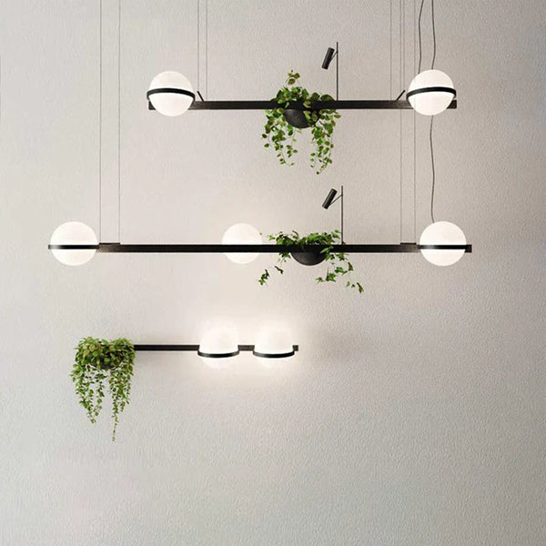 Lustre Nordique Moderne avec Pot de Fleur et LED Intégrée