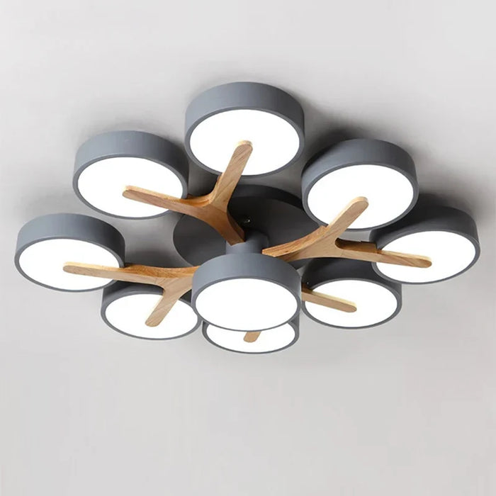 Lustre Nordique Macaron LED en Bois pour une Décoration Intérieure Élégante