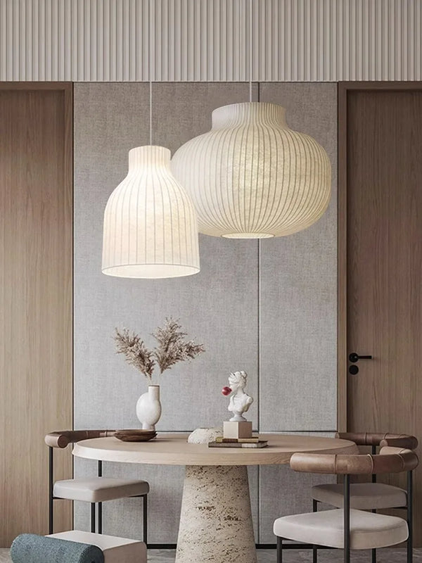 Suspension luminaire Nordique minimaliste en soie Wabi Sabi