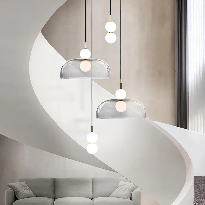 Suspension LED Nordica en verre gris fumé