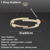 Lustre Nordique en Cristal et Acier Inoxydable avec Miroir LED Intérieur