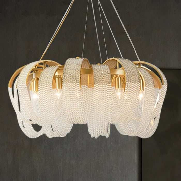 Lustre de luxe américain en cristal Post-Moderne