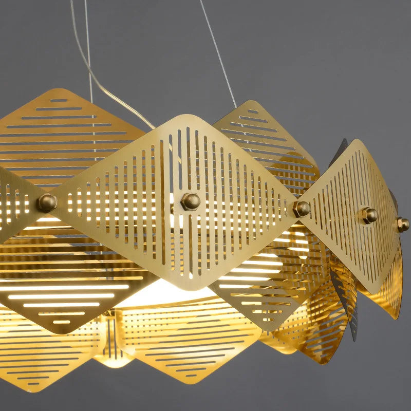 Lustre post-moderne en acier inoxydable avec lampe LED minimalist italienne.