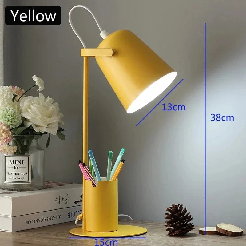 Lampe de Table LED Nordique avec Porte-stylo et Protection des Yeux
