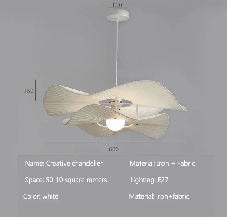 Lustre Nordique en Tissu avec LED pour Décoration Maison - Modèle Fleur