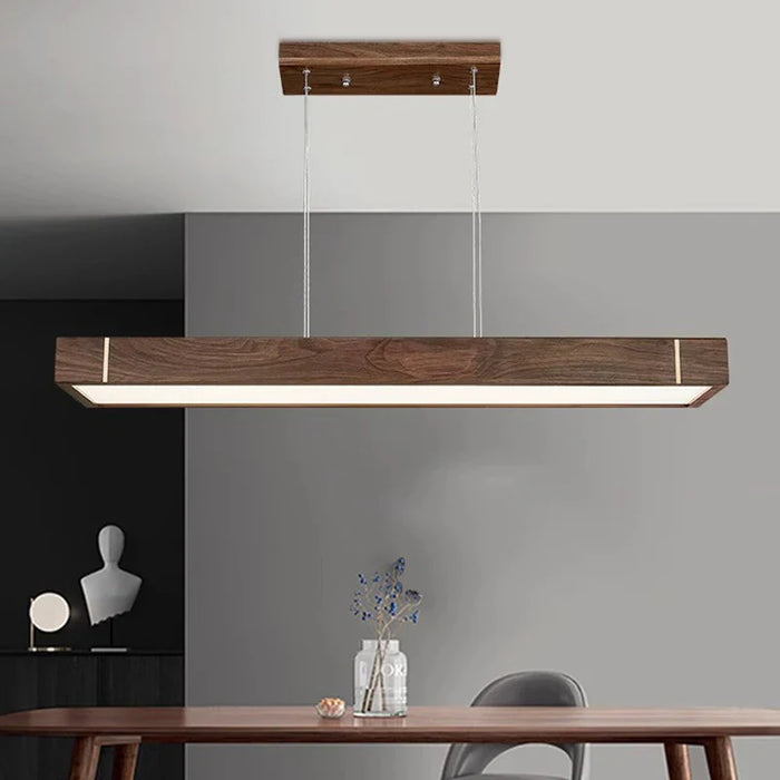 Lustre LED Suspendu en Bois au Design Moderne