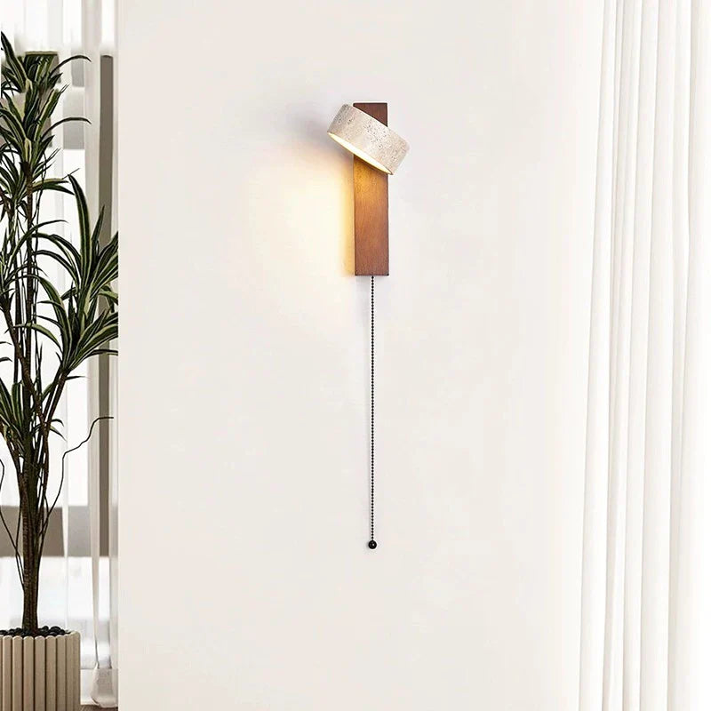 Applique murale bois noyer LED pivotante