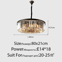 Lustre en Cristal LED Moderne Américain pour Salon Salle à Manger Villa