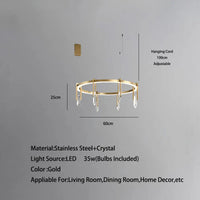 Lustre de luxe italien en cuivre avec LED postmoderne et cristaux ronds