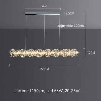 Lustre Moderne en Cristal K9 avec Suspension et Télécommande Dimmable