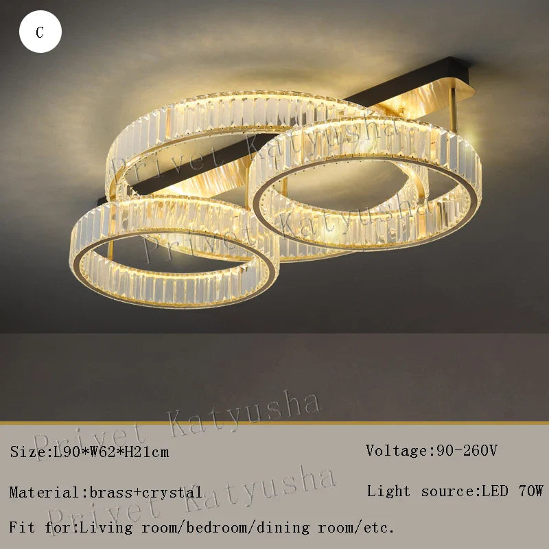 Plafonnier de Luxe en Cuivre et Cristal - Lampara de Techo 2024