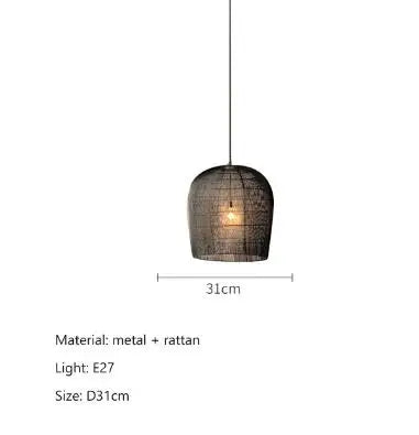 Suspension japonaise Wabi Sabi en rotin artisanal