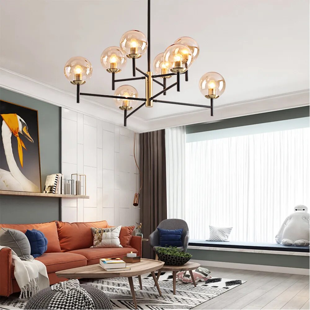 Lustre Noir Moderne avec Éclairage LED