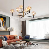 Lustre Noir Moderne avec Éclairage LED