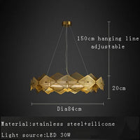 Lustre post-moderne en acier inoxydable avec lampe LED minimalist italienne.