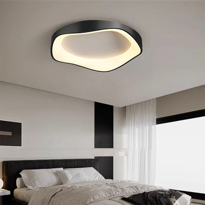 Plafonnier LED moderne minimaliste noir blanc gris en forme de fleur pour décoration intérieure