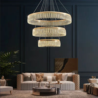 Lustre LED en cristal Losange Rond à plusieurs anneaux de luxe 2024