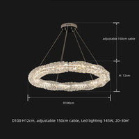 Lustre Moderne en Cristal K9 avec Suspension et Télécommande Dimmable