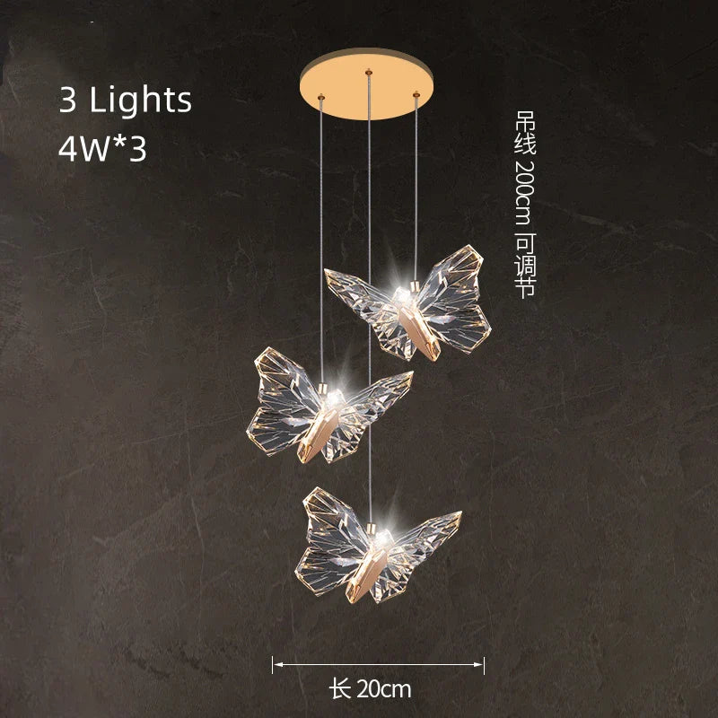 Suspension LED papillon design nordique moderne pour une décoration intérieure tendance