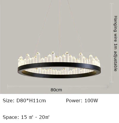Plafonnier LED Cristal Noir & Blanc Moderne