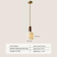 Suspension LED nordique en bois massif et céramique de haute qualité