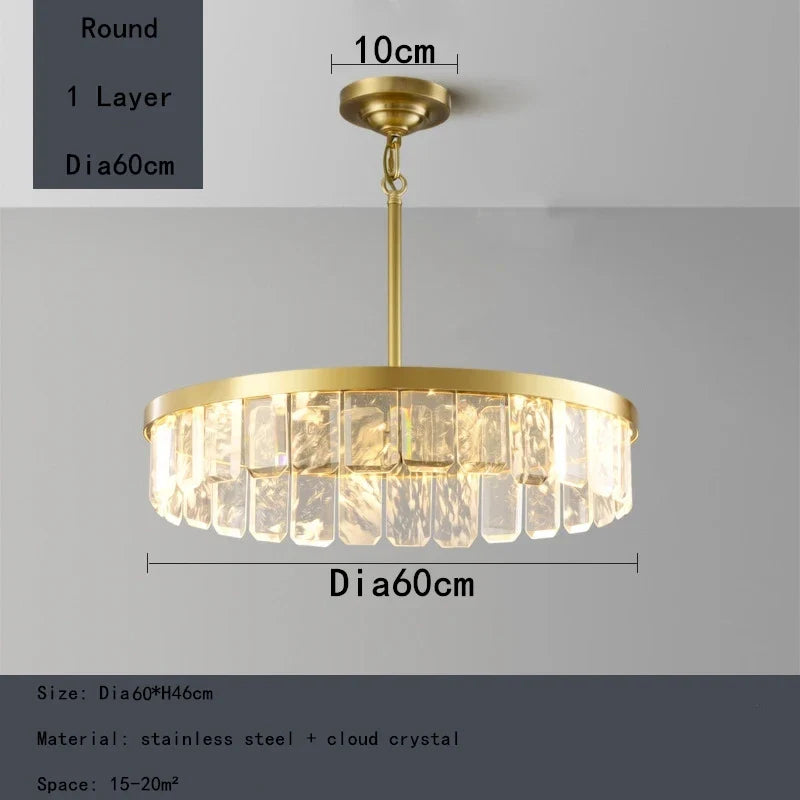 Lustre en cristal multicouche nuage et brume pour hôtel - Corps en acier de luxe