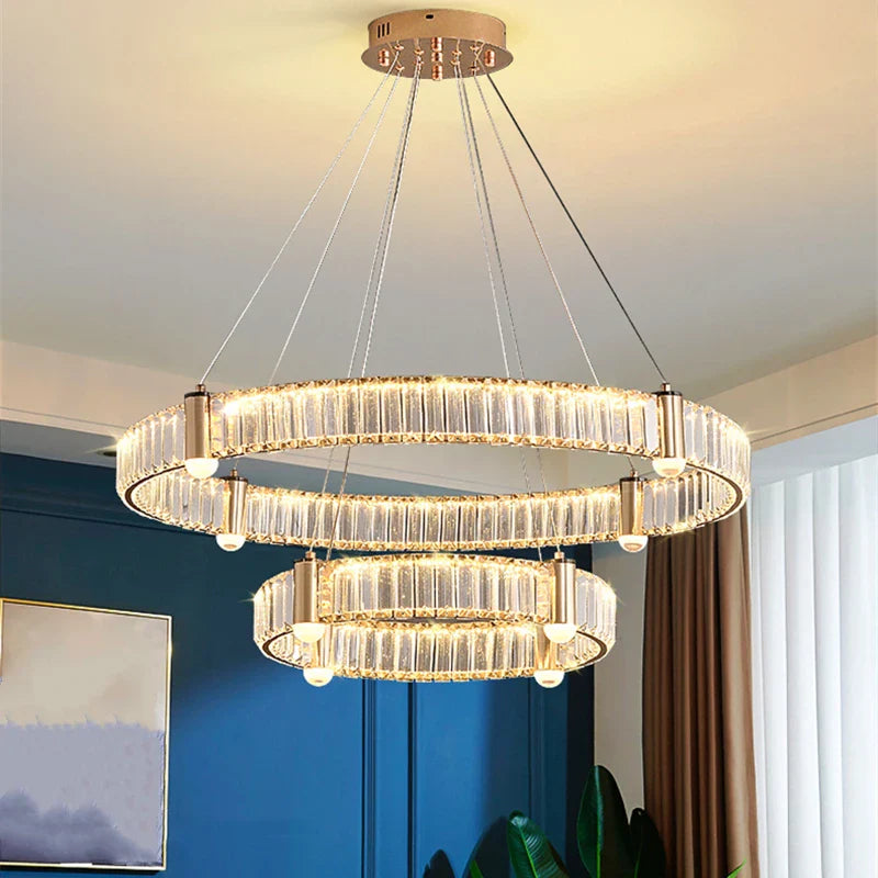 Lustre LED Nordique : Anneau Rond en Cristal Post-Moderne