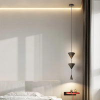 Lustre suspendu moderne à cône pour chambre à coucher avec LED noir et blanc