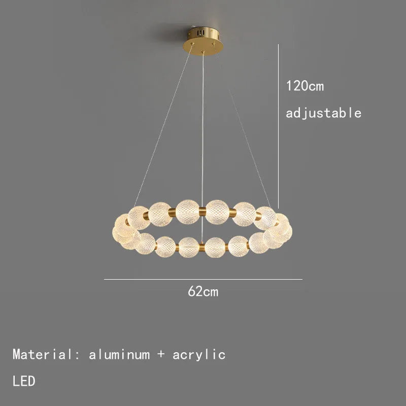 Luminaire de suspension LED en laiton avec fil réglable et abat-jour rond