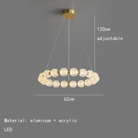 Luminaire de suspension LED en laiton avec fil réglable et abat-jour rond