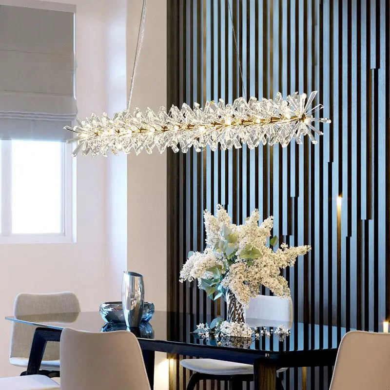 Lustre en cristal Fleur Luminaire de Luxe avec Anneaux Ronds - Collection Élégance Cristalline