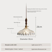 Suspension luminaire nordique en bois, verre et laiton - Style rustique moderne