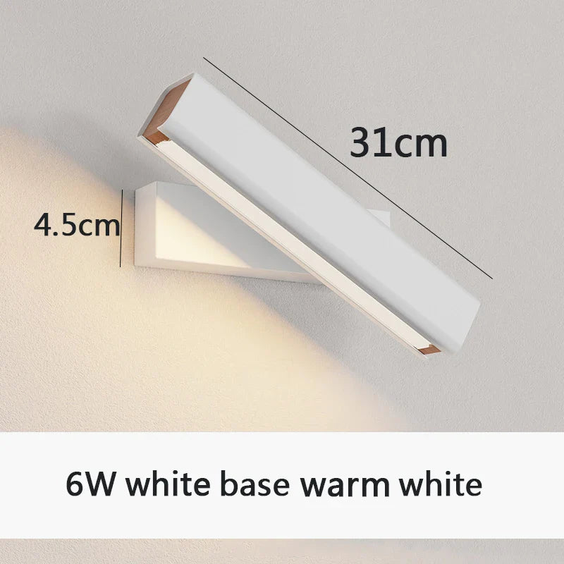 Applique murale rotative nordique en bois massif LED ajustable
