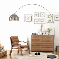 Lampadaire en marbre nordique pliant avec arc rotatif en argent