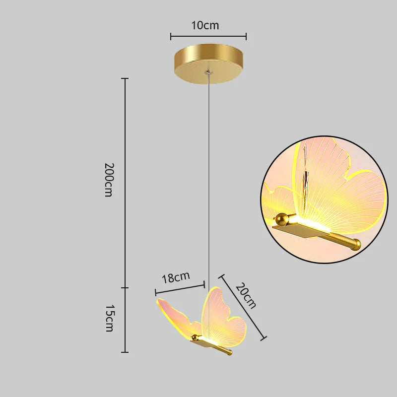 Suspension Lumineuse Papillon en Acrylique