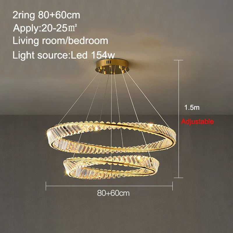 Lustre de plafond en cristal LED nordique de luxe pour salon et salle à manger