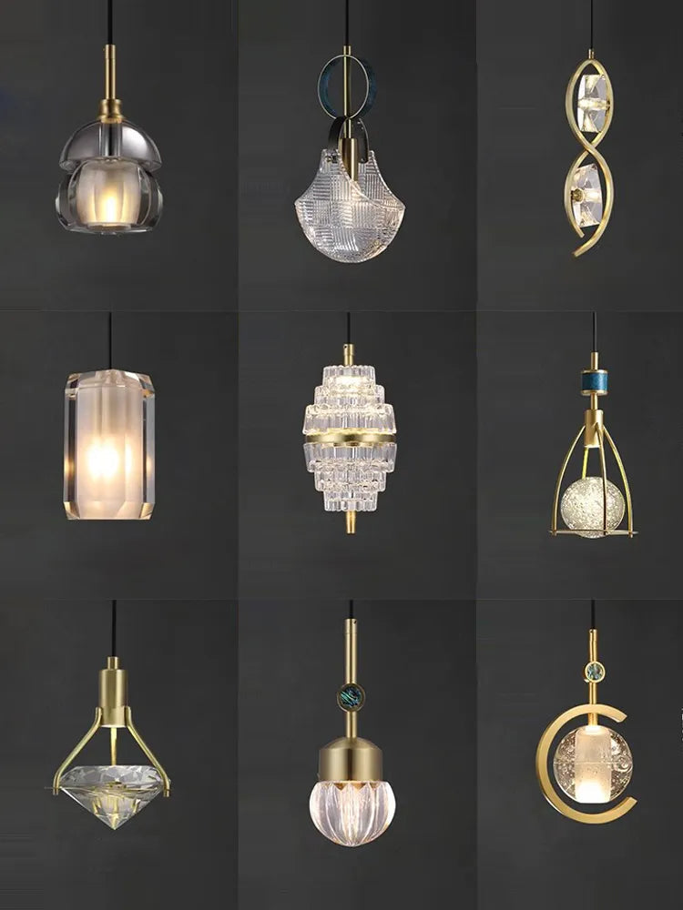 Lustre LED en Cuir et Verre