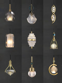 Lustre LED en Cuir et Verre
