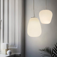 Suspension LED en verre blanc Caligari